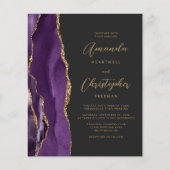 Budget Lila Gold Agate Dark QR Code Hochzeit (Vorderseite)