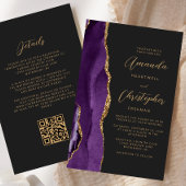 Budget Lila Gold Agate Dark QR Code Hochzeit