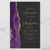 Budget Lila Gold Agate Dark QR Code Hochzeit (Vorderseite)