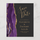 Budget Lila Gold Agate Dark Save the Date (Vorderseite)