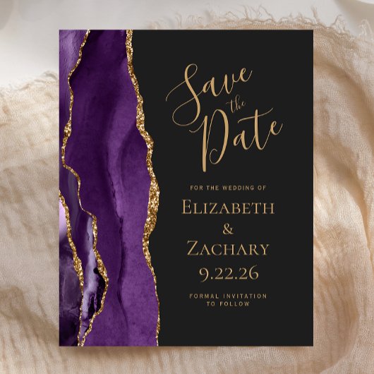 Budget Lila Gold Agate Dark Save the Date