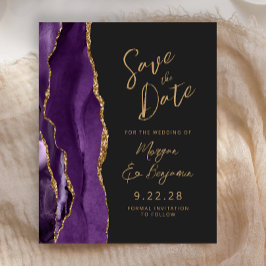 Budget Lila Gold Agate Dark Script Save the Date