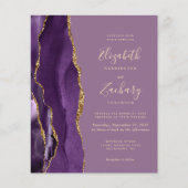 Budget Lila Gold Agate Mauve Einladung zur Hochzei (Vorderseite)