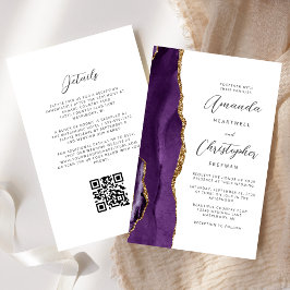 Budget Lila Gold Agate QR Code Hochzeit