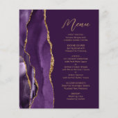 Budget Lila Gold Agate Script Plum Wedding Menu (Vorderseite)