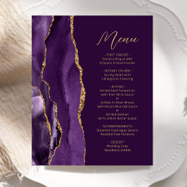Budget Lila Gold Agate Script Plum Wedding Menu