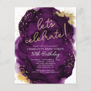 Budget Lila Gold Glitzer Alkohol Tinte Geburtstag