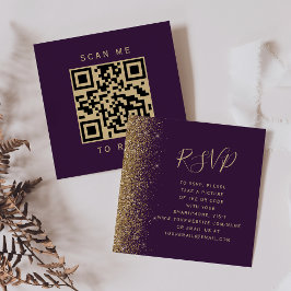 Budget Lila Gold Glitzer Hochzeit QR Code UAWG Begleitkarte