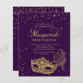 BUDGET Lila Gold Glitzer Masquerade Sweet 16 (Vorne/Hinten)