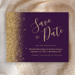 Budget Lila Gold Glitzer Save the Date