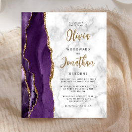 Budget Lila Gold Marmor Agate Wedding Einladung