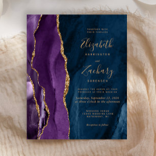 Budget Lila Gold Navy Blau Achat Hochzeitseinladun