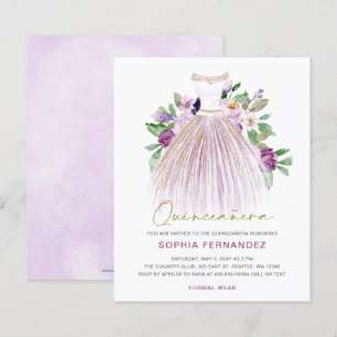 Budget Lila Goldkleid Quinceañera Einladung