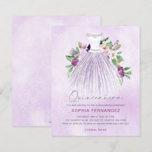Budget Lila Goldkleid Quinceañera Einladung