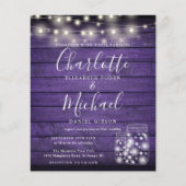 Budget Lila Holz Mason Jars Hochzeitseinladung (Vorderseite)