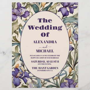 Budget Lila Iris Art Nouveau Wedding Flyer