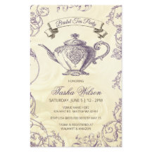 Budget Lila Ivory Vintag Bridal Tea Einladung