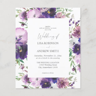 Budget Lila - Lavendel und violette Blumenhochzeit Flyer