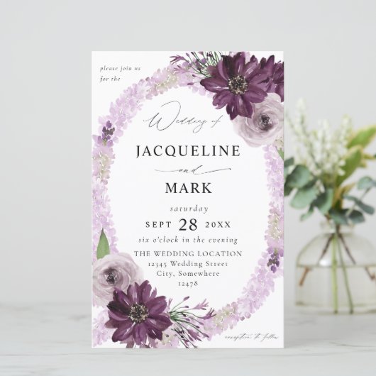 Budget Lila & Lavender Floral Ring Wedding MED (Stehend Vorderseite)