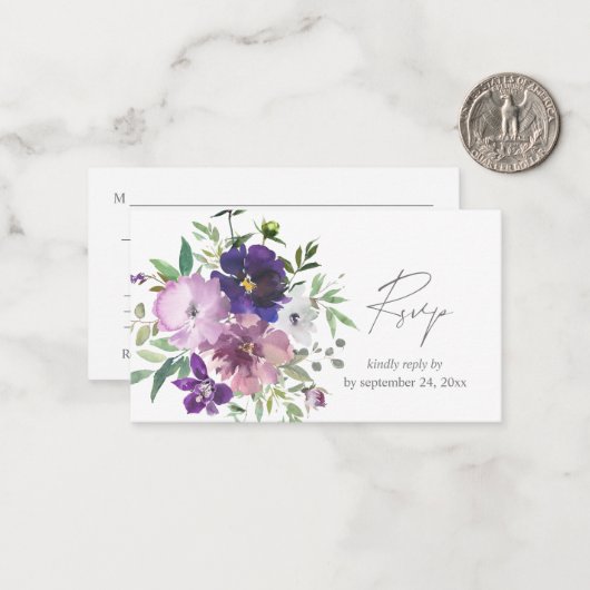 Budget Lila- Light & Dark Floral 2SM UAWG Mitteilungskarte (Vorderseite/Rückseite Beispiel)