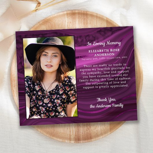 Budget Lila Marmorbeerdigung Danke Ihr Card Foto