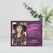 Budget Lila Marmorbeerdigung Danke Ihr Card Foto (Stehend Vorderseite)