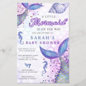 Budget Lila Mermaid Kinderdusche Einladung (Vorderseite)
