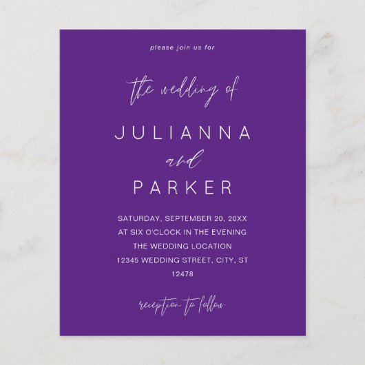 Budget Lila MOD Calligraphy Wedding Flyer (Vorne)
