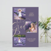 Budget Lila Moderne Typografie Grad Drei Fotos (Stehend Vorderseite)