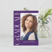 Budget Lila Moderner Abschluss mit zwei Fotos Einladung (Stehend Vorderseite)