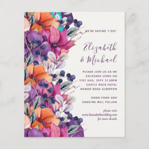 BUDGET Lila Orange Blumen Hochzeitseinladung Flyer