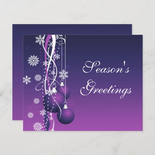 Budget Lila Ornamente Business Holiday Card (Vorne/Hinten)