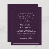 Budget Lila Plum Wedding Moderne Typografie (Vorne/Hinten)