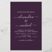 Budget Lila Plum Wedding Moderne Typografie (Vorderseite)