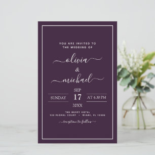 Budget Lila Plum Wedding Moderne Typografie