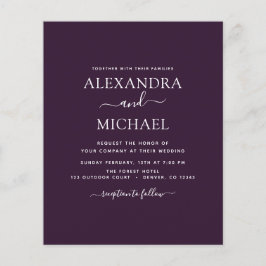 Budget Lila Plum Wedding Moderne Typografie Flyer