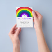 Budget Lila Rainbow Birthday Party Einladung Fl Flyer (Gruppe)