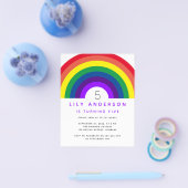 Budget Lila Rainbow Birthday Party Einladung Fl Flyer (Einzeln)