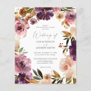 Budget Lila & Rosa Florale Hochzeitsflyer Flyer