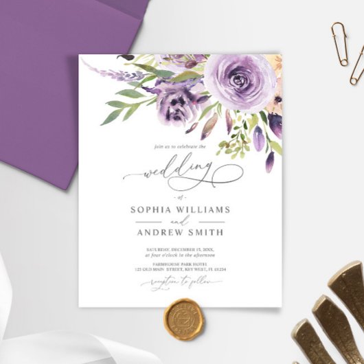 Budget Lila Rose Elegante Hochzeitseinladung