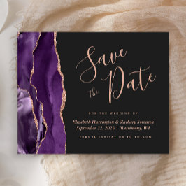 Budget Lila Rose Gold Agate Dark Save the Date