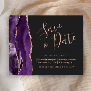 Budget Lila Rose Gold Agate Dark Save the Date