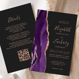 Budget Lila Rosen Gold Achat Dunkel QR Code Hochze