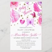 Budget Lila Schmetterlinge Kinderdusche Einladung (Vorderseite)