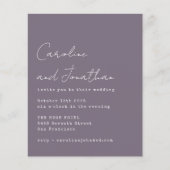 Budget Lila Schreibmaschinenschrift Wedding-Einlad (Vorderseite)