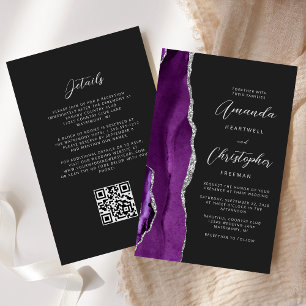 Budget Lila Silber Achat Dunkle QR-Code-Hochzeit