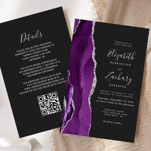 Budget Lila Silber Achat Dunkle QR-Code-Hochzeit