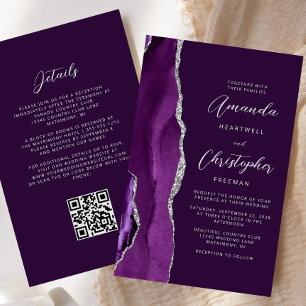 Budget Lila Silber Achat Pflaume QR Code Hochzeit