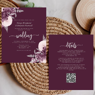 Budget Lila Silber Blumen Hochzeitseinladung mit Q