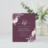 Budget Lila Silber Blumen Save the Date (Stehend Vorderseite)